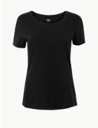 Marks & Spencer Cotton Rich Quick Dry Short Sleeve Top Black Mix