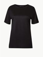Marks & Spencer Round Neck Mercerised Short Sleeve T-shirt Black