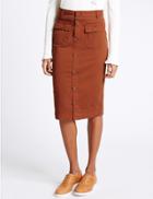 Marks & Spencer Sateen Pocket Detail Midi Skirt Rust