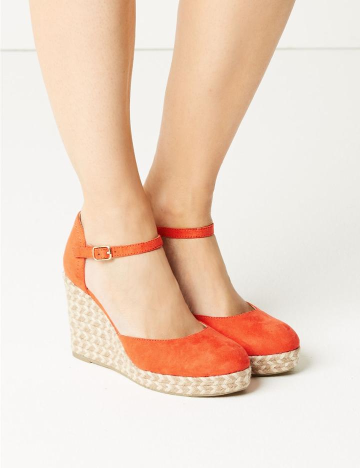 Marks & Spencer Wedge Heel Almond Toe Espadrilles Orange