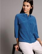 Marks & Spencer Pure Silk 3/4 Sleeve Shirt Mauve