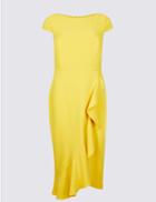 Marks & Spencer Asymmetric Short Sleeve Bodycon Midi Dress Saffron