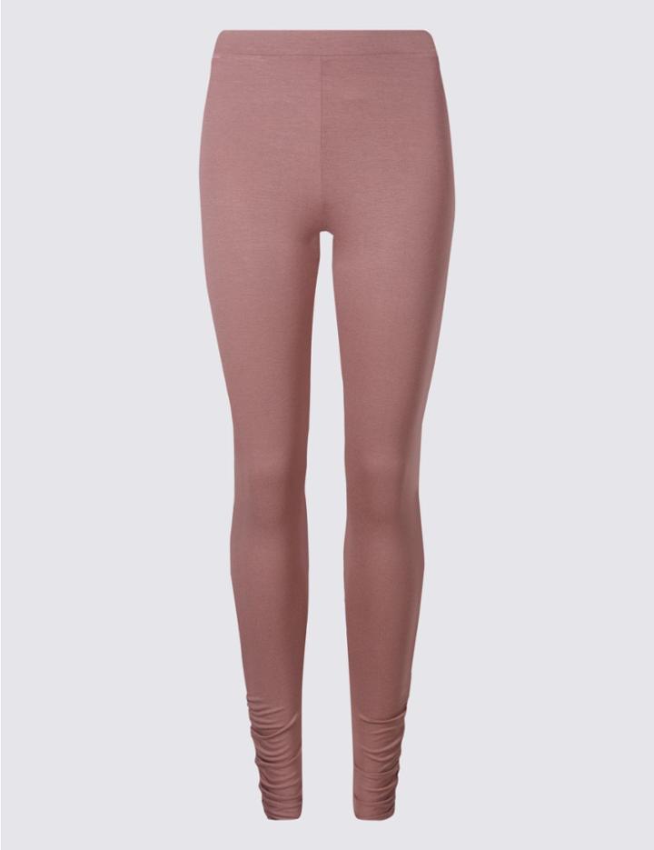 Marks & Spencer High Waist Ruched Hem Leggings Cocoa