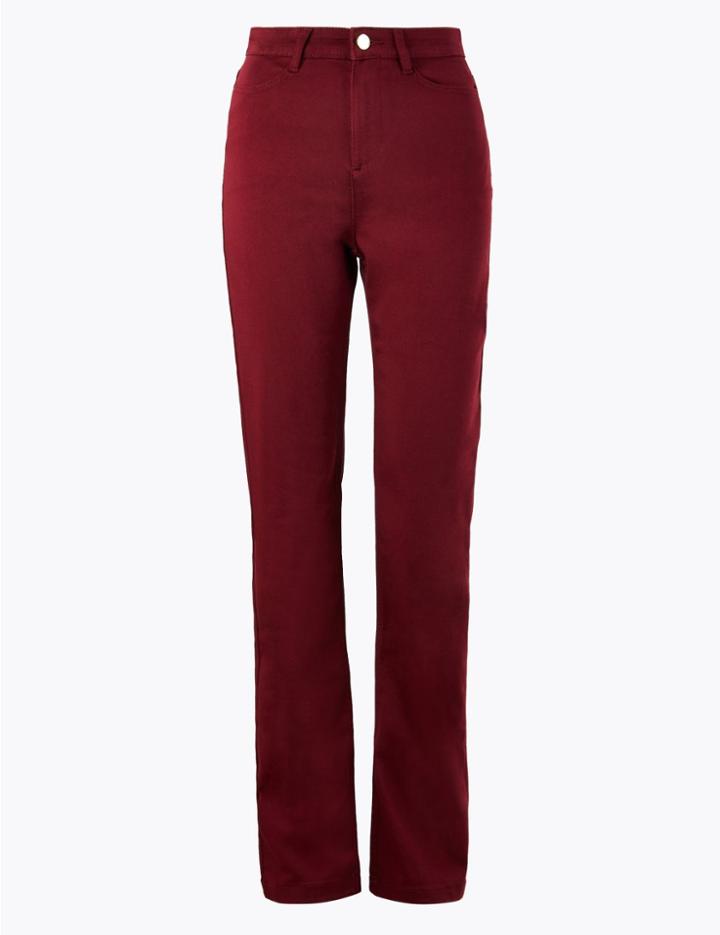 Marks & Spencer Sateen Roma Rise Straight Leg Jeans Claret