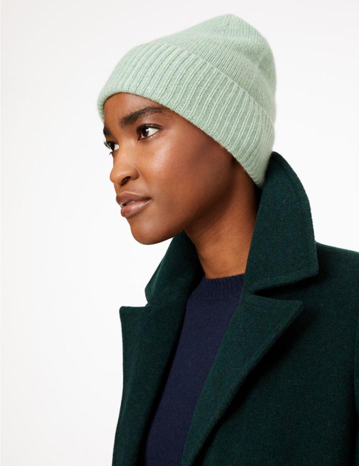 Marks & Spencer Pure Cashmere Turned Up Beanie Mint