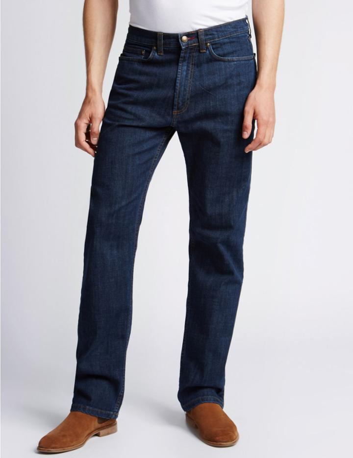 Marks & Spencer Regular Fit Stretch Staynew&trade; Jeans Medium Blue
