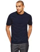Marks & Spencer Pure Cotton Tailored Fit T-shirt With Staynew&trade; Navy