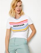 Marks & Spencer Printed Round Neck Short Sleeve T-shirt White Mix