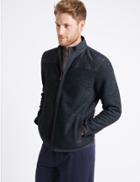 Marks & Spencer Cotton Rich Zipped Through Fleece Jacket Indigo