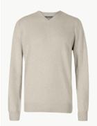 Marks & Spencer Pure Cotton V-neck Jumper Neutral