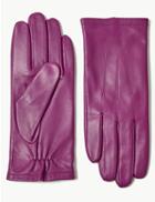 Marks & Spencer Leather Gloves Magenta