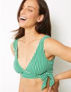 Marks & Spencer Non-wired Plunge Bikini Top Green Mix