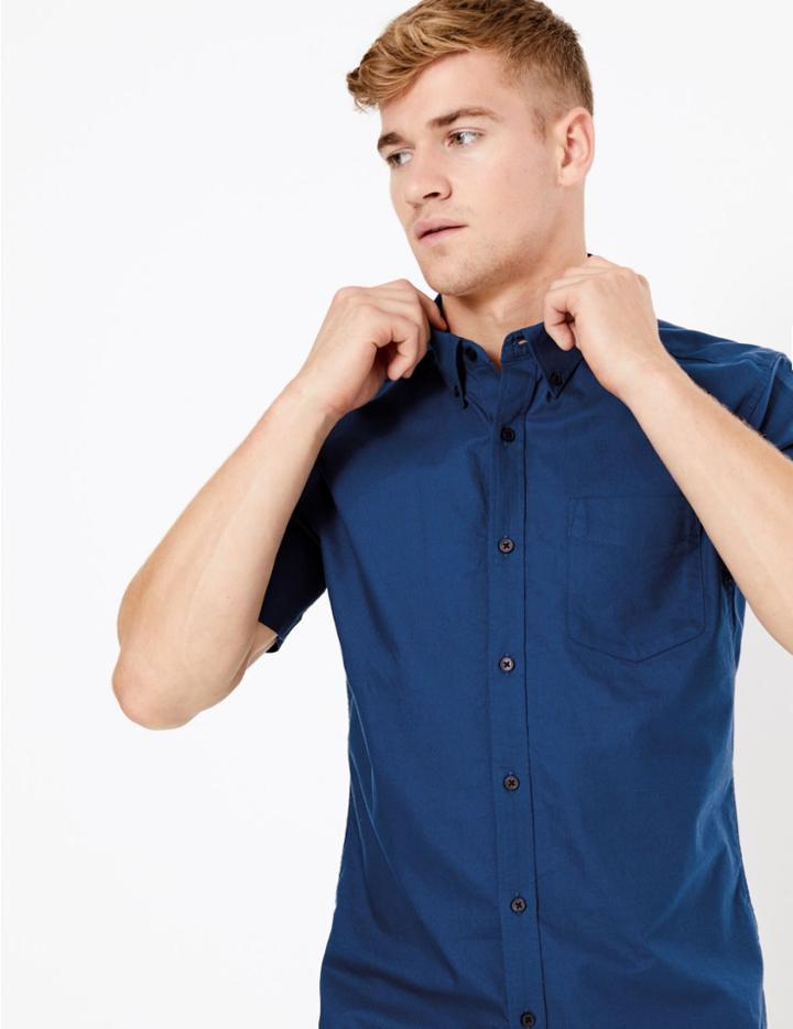 Marks & Spencer Pure Cotton Oxford Shirt Ocean