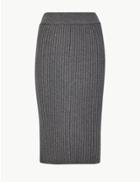 Marks & Spencer Knitted Pencil Midi Skirt Grey