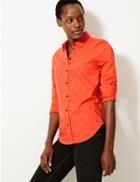 Marks & Spencer Pima Cotton Rich Polka Dot Shirt Orange Mix