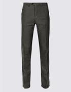 Marks & Spencer Slim Fit Cotton Rich Flat Front Trousers Mid Grey