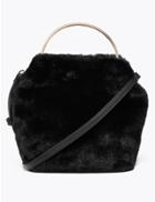 Marks & Spencer Faux Fur Leopard Print Crossbody Bag Black