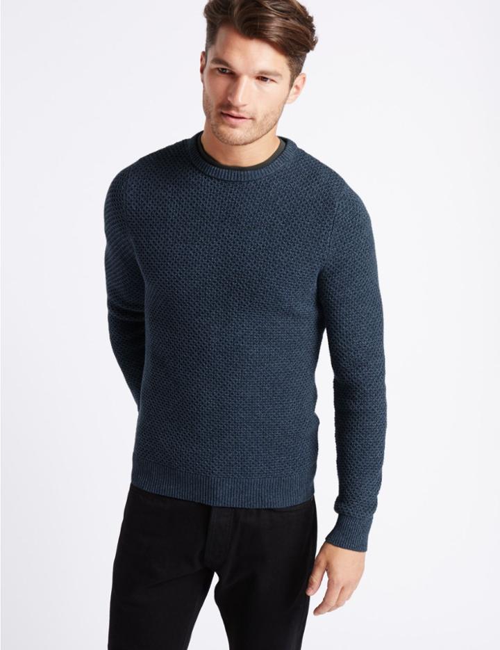 Marks & Spencer Pure Cotton Textured Jumper Denim