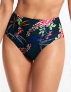 Marks & Spencer Floral High Waisted Bikini Bottoms Navy Mix