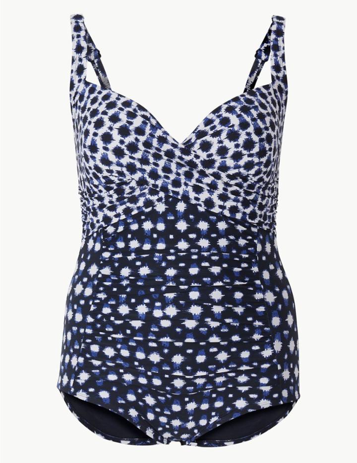Marks & Spencer Secret Slimming™ Non-wired Plunge Swimsuit Navy Mix