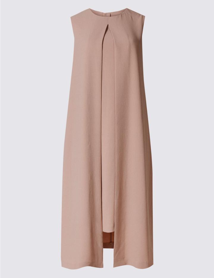 Marks & Spencer Split Front Sleeveless Shift Dress Blush
