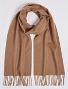 Marks & Spencer Pure Cashmere Woven Scarf Camel Mix