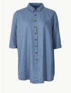 Marks & Spencer Curve Longline Long Sleeve Shirt Indigo