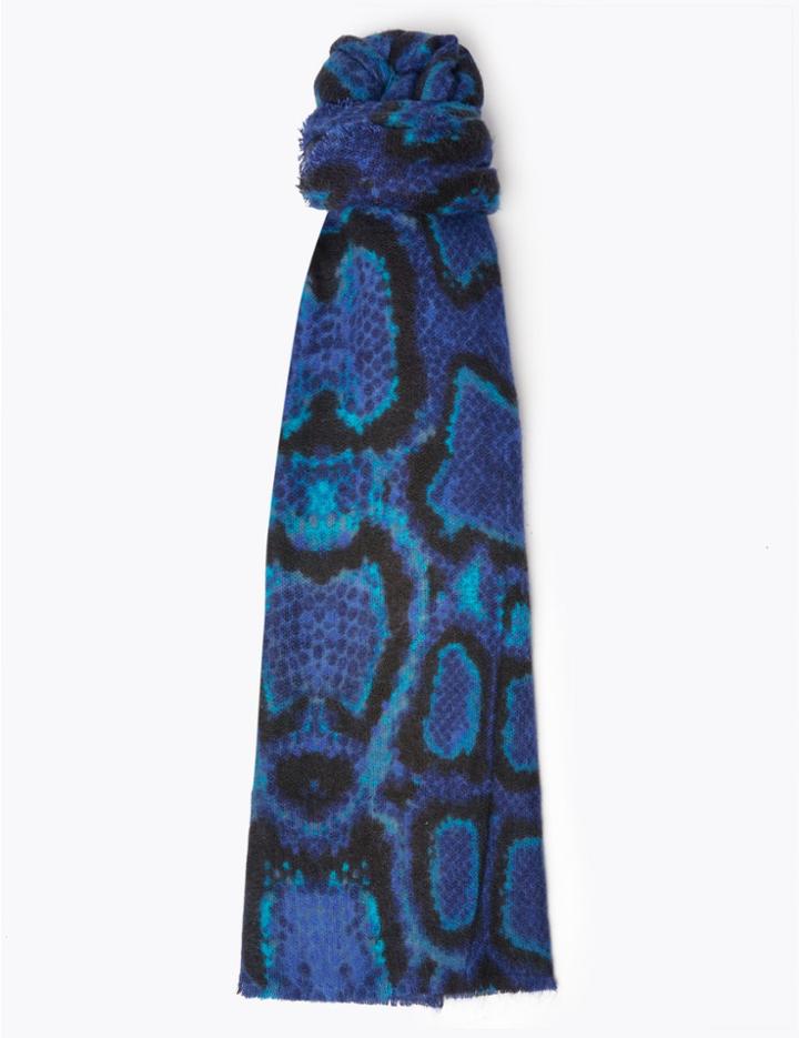 Marks & Spencer Snake Print Scarf Blue Mix