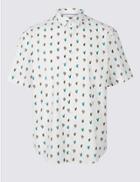 Marks & Spencer Pure Cotton Slim Fit Printed Shirt White Mix