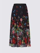 Marks & Spencer Floral Print Pleated Skirt Black Mix
