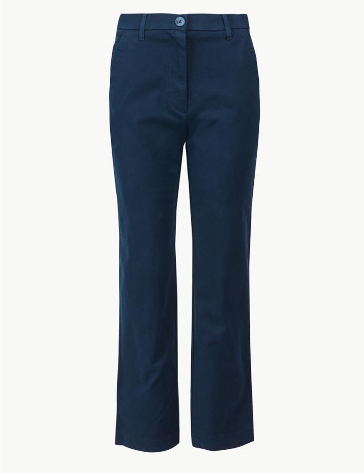 Marks & Spencer Straight Leg Ankle Grazer Chinos Navy