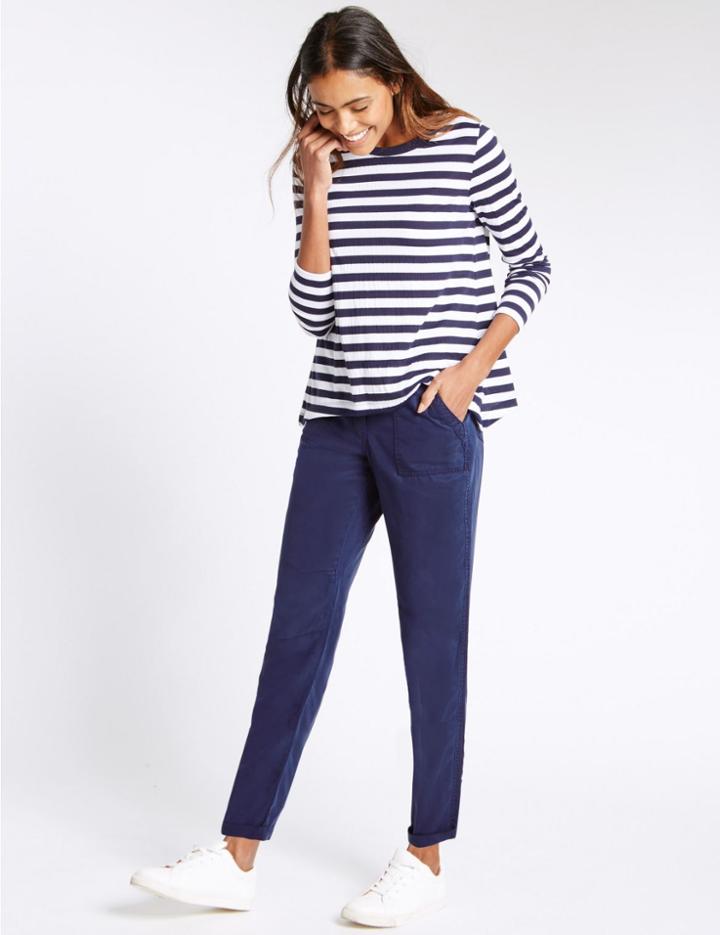 Marks & Spencer Patch Pocket Tapered Leg Trousers Dark Midnight