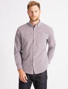 Marks & Spencer Pure Cotton Checked Shirt With Pocket Petrol Green