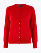 Marks & Spencer Pure Cashmere Round Neck Cardigan Medium Red
