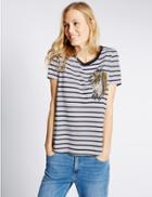 Marks & Spencer Striped Short Sleeve T-shirt Navy Mix