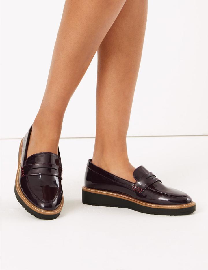 Marks & Spencer Flatform Loafers Burgundy