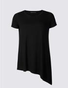 Marks & Spencer Asymmetric Round Neck Short Sleeve Tunic Black