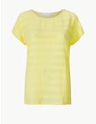 Marks & Spencer Striped Jersey Short Sleeve T-shirt Soft Yellow