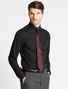 Marks & Spencer Cotton Blend Easy To Iron Slim Fit Shirt Black