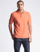 Marks & Spencer Slim Fit Pure Cotton Polo Shirt Peach Mix