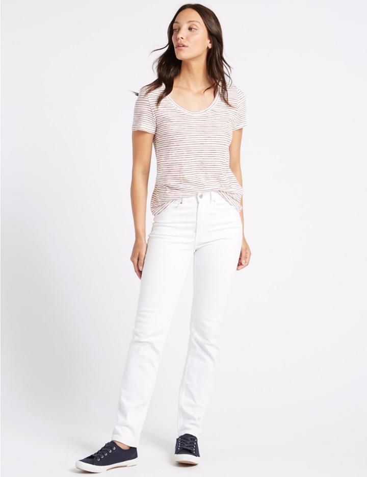 Marks & Spencer Mid Rise Straight Leg Jeans Soft White