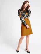 Marks & Spencer Cotton Blend Buckle Detail A-line Mini Skirt Antique Brass