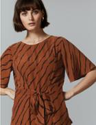 Marks & Spencer Printed Round Neck Half Sleeve Blouse Brown Mix