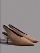Marks & Spencer Leather Cone Heel Slingback Court Shoes Mocha
