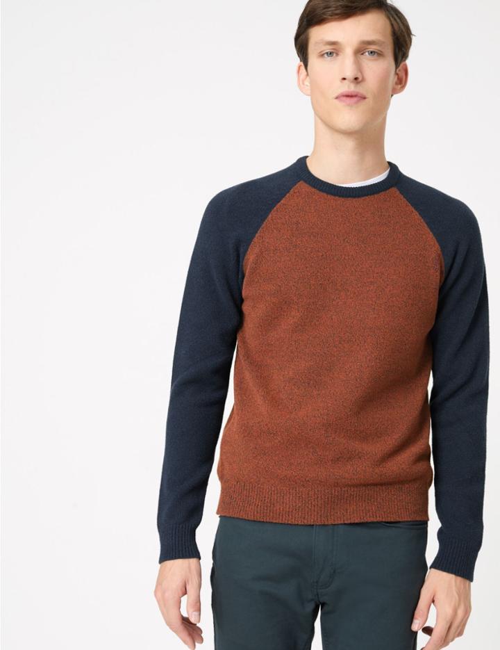 Marks & Spencer Cotton Blend Crew Neck Jumper Rust Mix