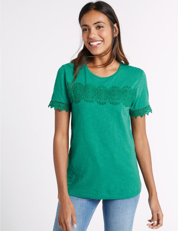 Marks & Spencer Pure Cotton Short Sleeve T-shirt Green