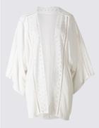 Marks & Spencer Cutwork Kimono 3/4 Sleeve Cardigan Ivory