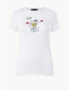 Marks & Spencer Artistic Fitted T-shirt White Mix