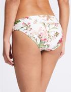 Marks & Spencer Floral Print Roll Top Bikini Bottoms White Mix