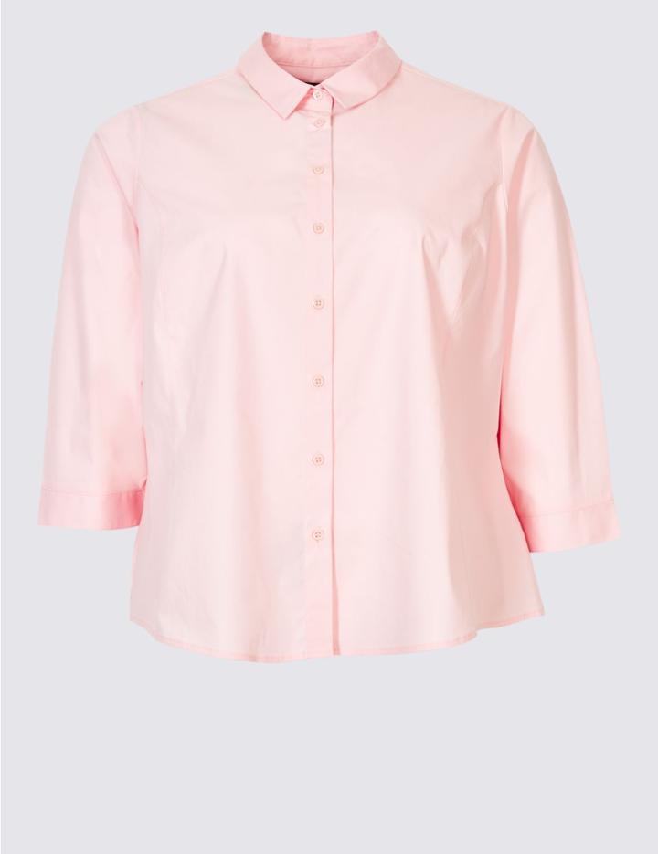 Marks & Spencer Curve Long Sleeve Shirt Pink